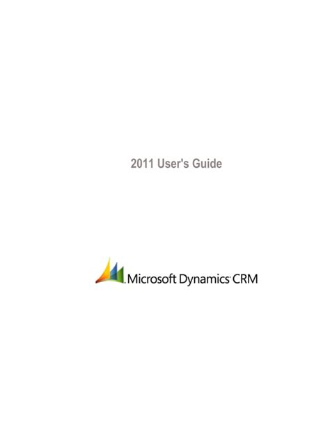 Download Dynamics Crm 2011 User Guide 