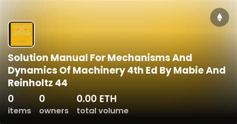 Read Dynamics Of Machinery Mabie Solution 