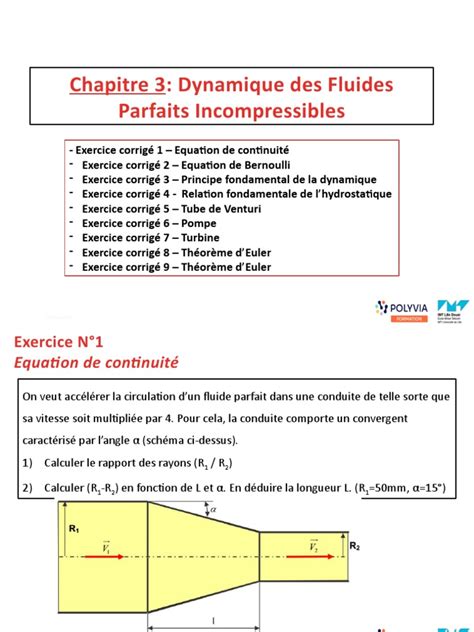 Dynamique Des Fluides Exercices Corriges