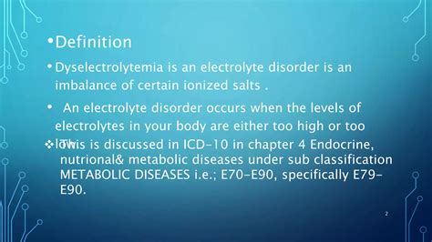 Dyselectrolytemia Icd 10