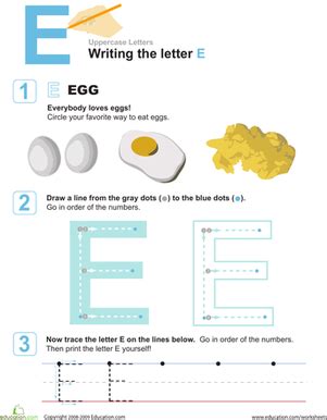 E Is For Eggs Practice Writing The Letter Letter E Writing Practice - Letter E Writing Practice