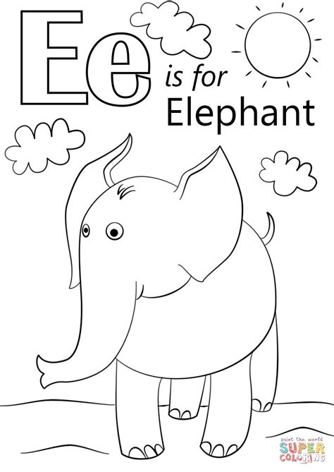 E Is For Elephant Coloring Printable Pdf Babadoodle E Is For Elephant Coloring Page - E Is For Elephant Coloring Page