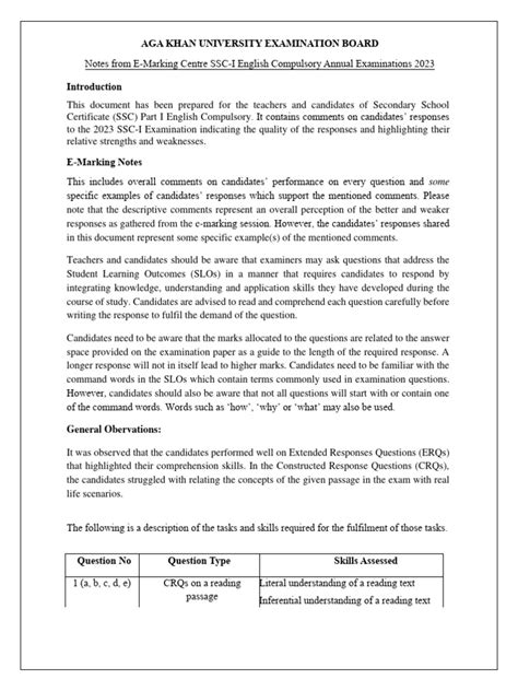 E Marking Notes