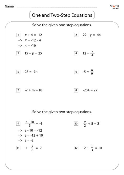 E Streetlight Com One Step Equations Worksheet Pdf Two Step Equations With Integers Worksheet - Two Step Equations With Integers Worksheet