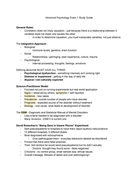 E Study Guide For Abnormal Psychology By Deborah C Beidel