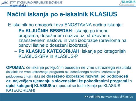 e-iskalnik KLASIUS - Stat