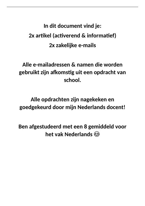 e-mail voorbeeld informatief