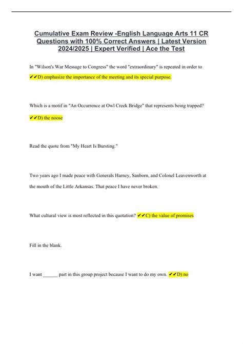 e2020 language arts cumulative exam answers
