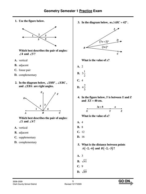 Download E2020 Geometry Semester 1 Test Answers 