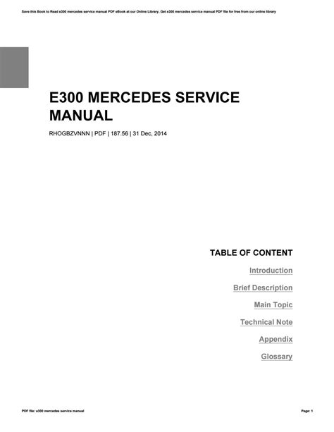 Download E300 Mercedes Service Manual Mfetch 