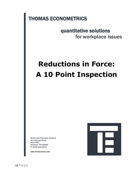 eBook Reductions in Force A Ten Point Inspection