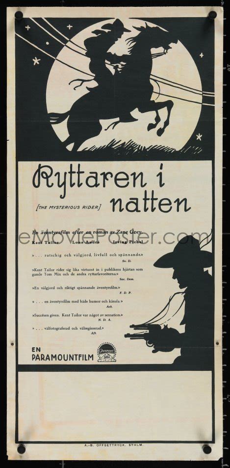 eMoviePoster.com Image For: 4c0066 MYSTERIOUS RIDER Swedish …