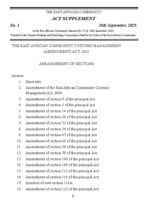 Eac Customs Management Amendment Act 2011