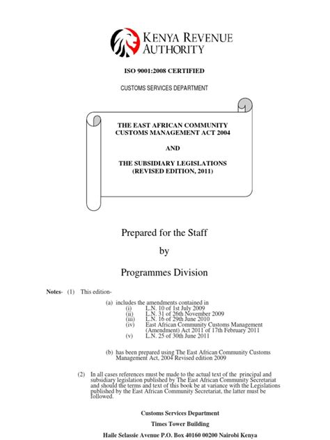 Full Download Eac Customs Management Amendment Act 2011 
