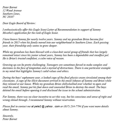 Full Download Eagle Scout Letter Of Recommendation From Mother 