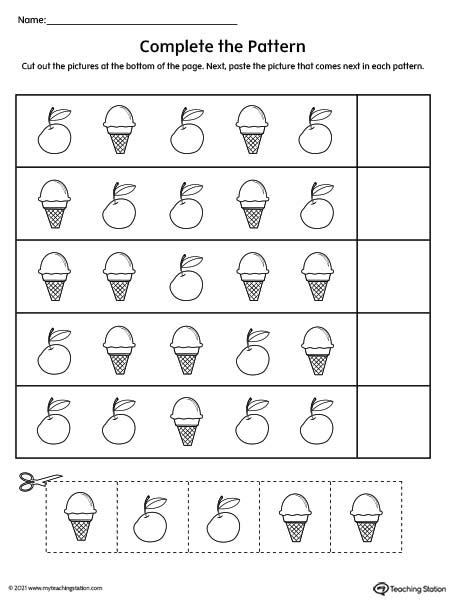 Early Childhood Patterns Worksheets Myteachingstation Com Patterns For Preschool Worksheets - Patterns For Preschool Worksheets