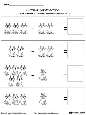 Early Childhood Subtraction Worksheets Myteachingstation Com Subtraction Worksheets Preschool - Subtraction Worksheets Preschool
