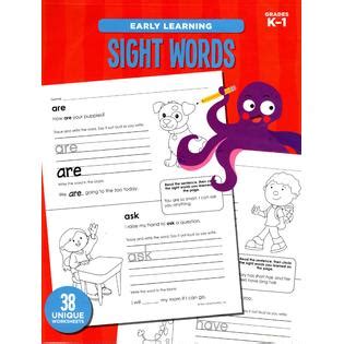 Early Learning Sight Words Educational Workbook Reproducible Student Worksheet - Reproducible Student Worksheet