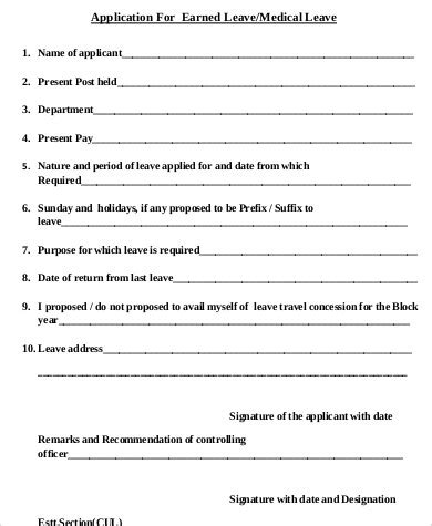 Earned Leave Application
