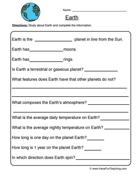 Earth And Space Worksheets For Kids Easyteaching Net Space Science Worksheet - Space Science Worksheet