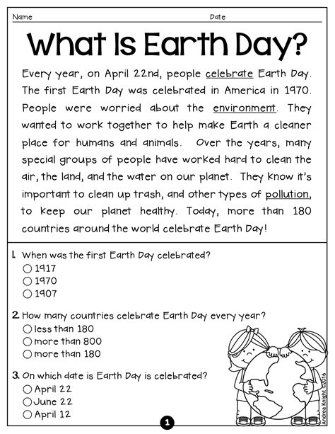 Earth Day Reading Comprehension Activities For 2nd 3rd Earth Day Activities Second Grade - Earth Day Activities Second Grade