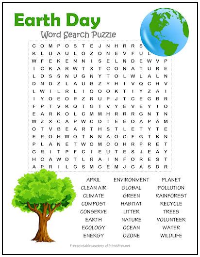 Earth Day Word Search Puzzles To Print Earth Day Word Search - Earth Day Word Search