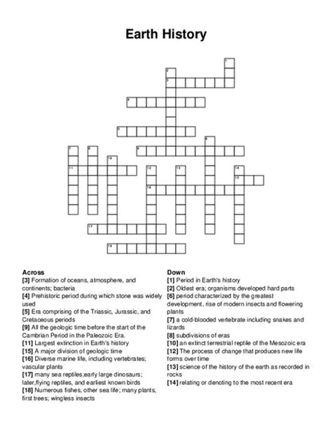 earth history answer sheet