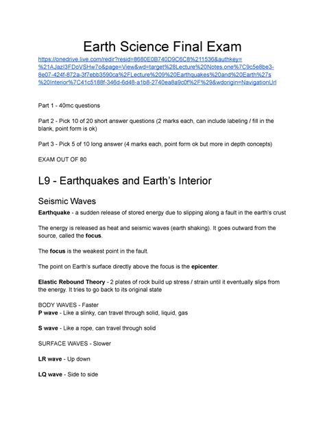 Earth Science 101 Earth Science Final Exam Study Earth Science Practical - Earth Science Practical
