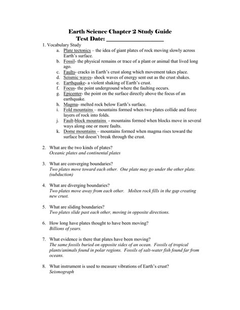 Earth Science Chapter 2 Test
