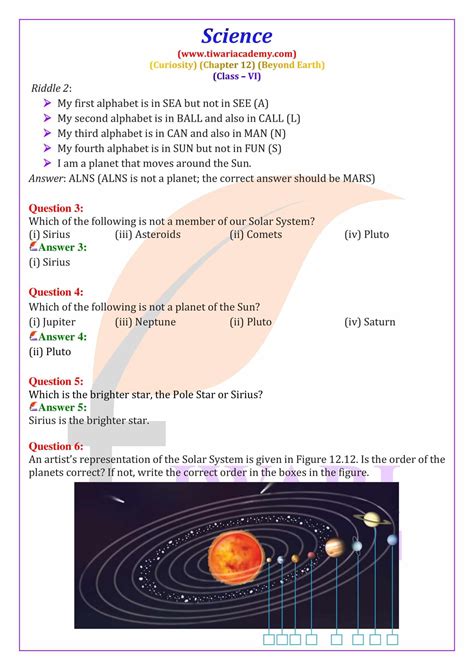 Earth Science Grade 6 Chapter 5 Crossword Puzzle Answers