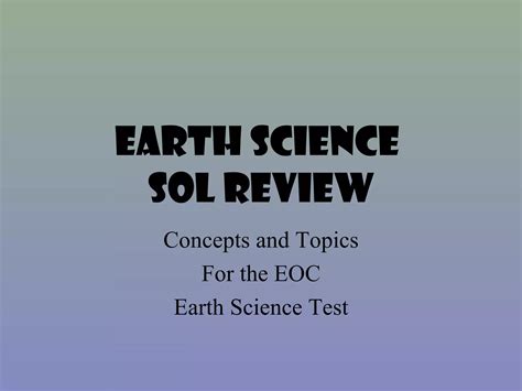 Earth Science Sol 2005