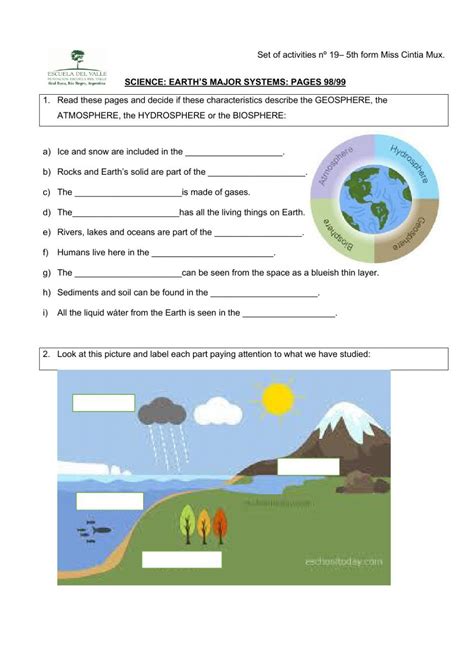 Earth X27 S Spheres Activities For 5th Grade Earth S Spheres Worksheet 5th Grade - Earth's Spheres Worksheet 5th Grade