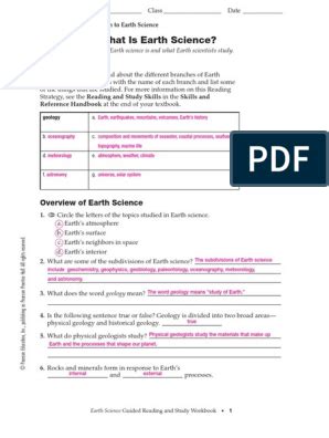 Download Earth Science Guided Reading And Study Workbook Chapter 8 