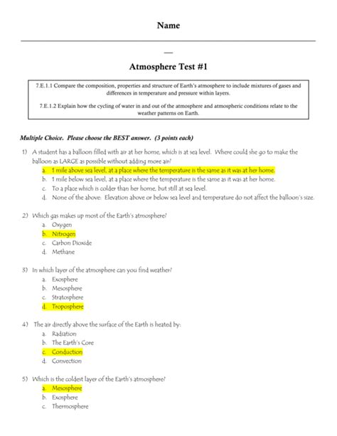 Read Online Earth Science Section 1 Atmosphere Characteristics Answers 