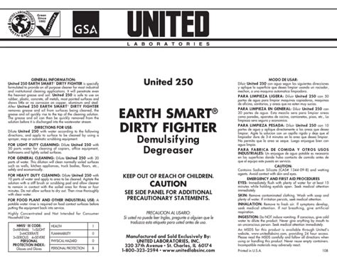 Read Earth Smart Dirty Fighter United Labs Inc 