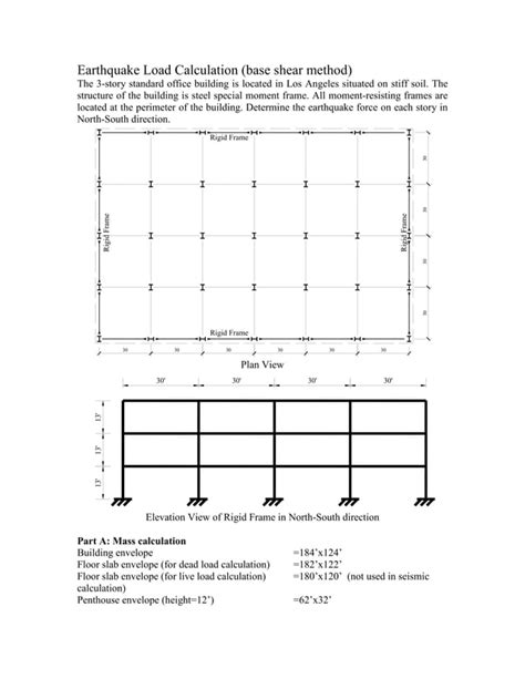 Earthquake Load Calculation Base Shear Method