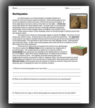 Earthquake Reading Comprehension