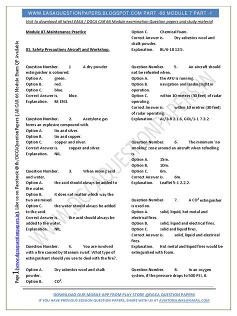 Easa Part 66 Module 7 Maintenance Practice