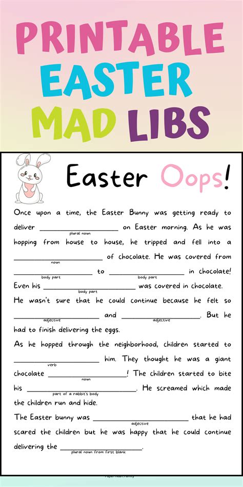 Easter Eggstravaganza Mad Libs