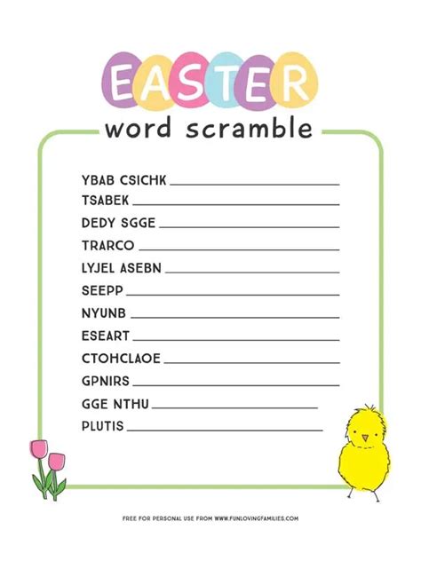 Easter Word Scramble Printable Fun Loving Families Easter Word Scramble Answers - Easter Word Scramble Answers