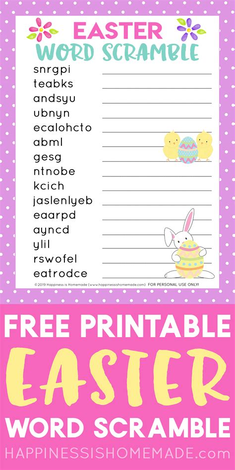 Easter Word Scramble Printable Happiness Is Homemade Easter Word Scramble Answers - Easter Word Scramble Answers