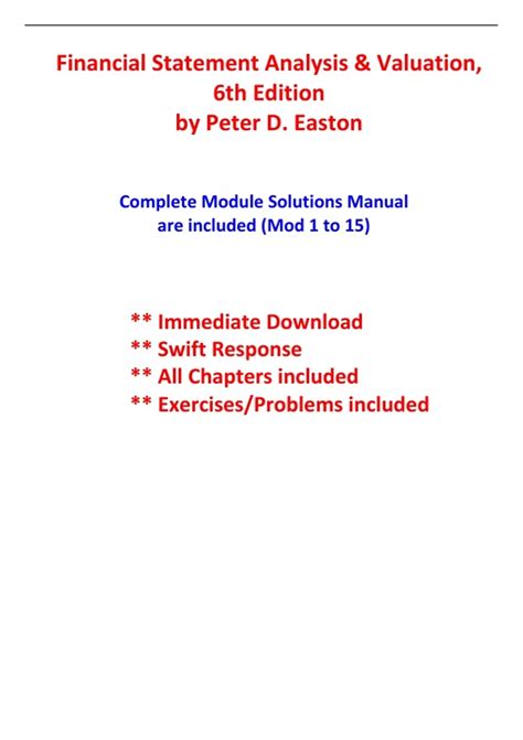Easton Financial Statement Analysis Module 2 Solutions