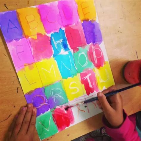 Easy Alphabet Art For Kinders Tutorial Art Projects Kindergarten Painting - Kindergarten Painting
