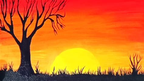 Easy Dusk Scenery Painting Step By Step Tutorial Scenery Pictures To Colour For Kids - Scenery Pictures To Colour For Kids