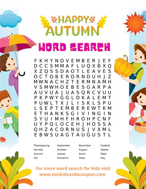 Easy Fall Word Search Free Printables Set For Easy Fall Word Search - Easy Fall Word Search