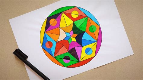 Easy Geometrical Design In Circle Geometric Drawing With Geometric Design Drawing With Color - Geometric Design Drawing With Color