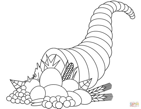 Easy Horn Of Plenty Coloring Page Coloringall Horn Of Plenty Coloring Page - Horn Of Plenty Coloring Page