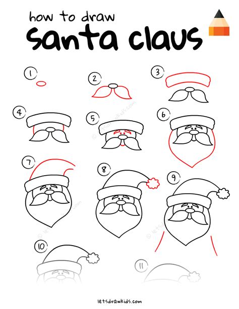 Easy How To Draw Santa Claus Tutorial Video Santa Claus Directed Drawing - Santa Claus Directed Drawing