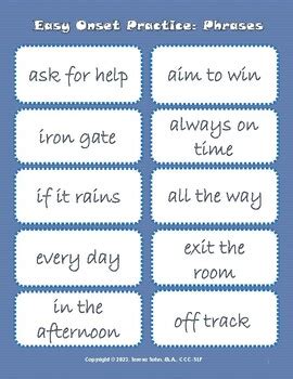 Easy Onset Practice Phrases