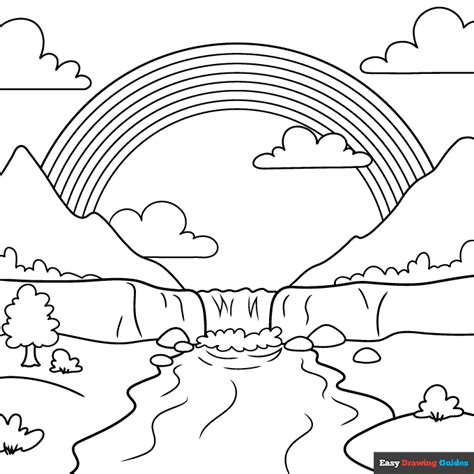Easy Rainbow Scenery Coloring Page Easy Drawing Guides Scenery For Kidscoloring - Scenery For Kidscoloring